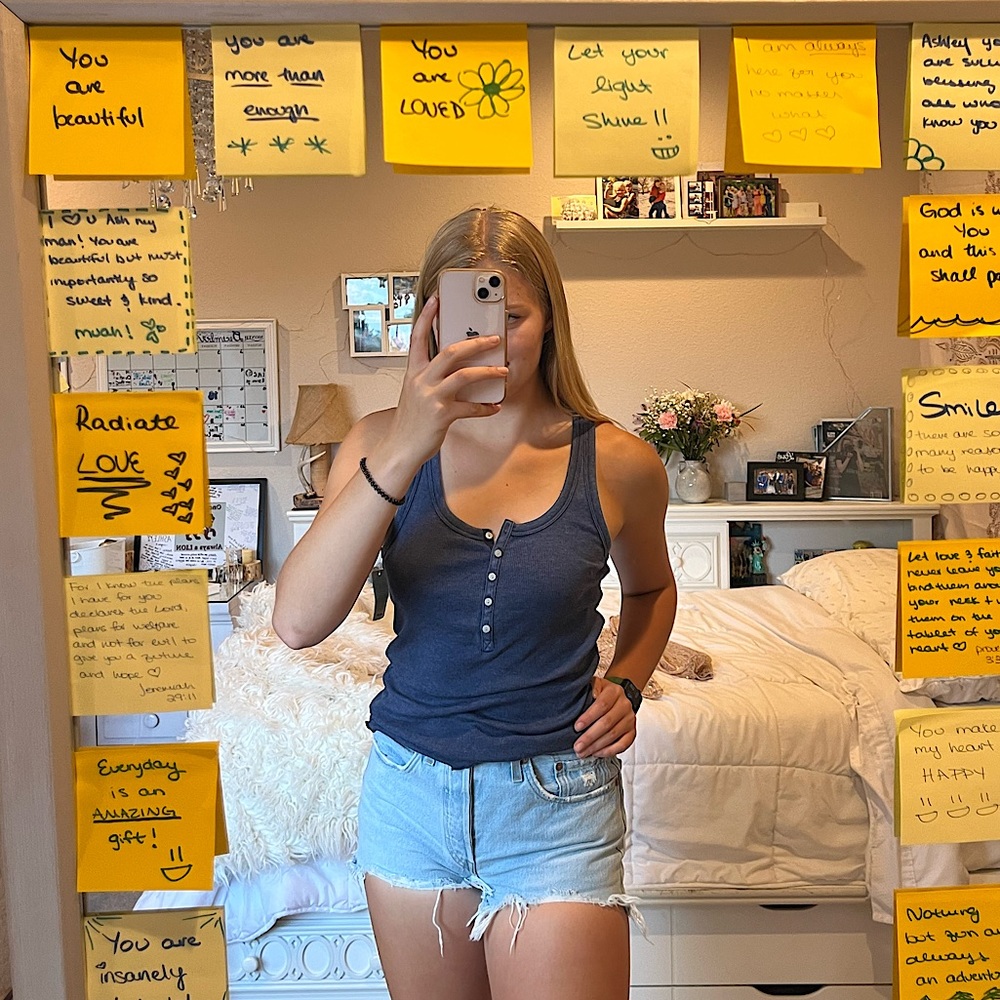 Aerie Tops | Aerie NWT Button-Up Tank Top | Color: Blue | Woman’s Small